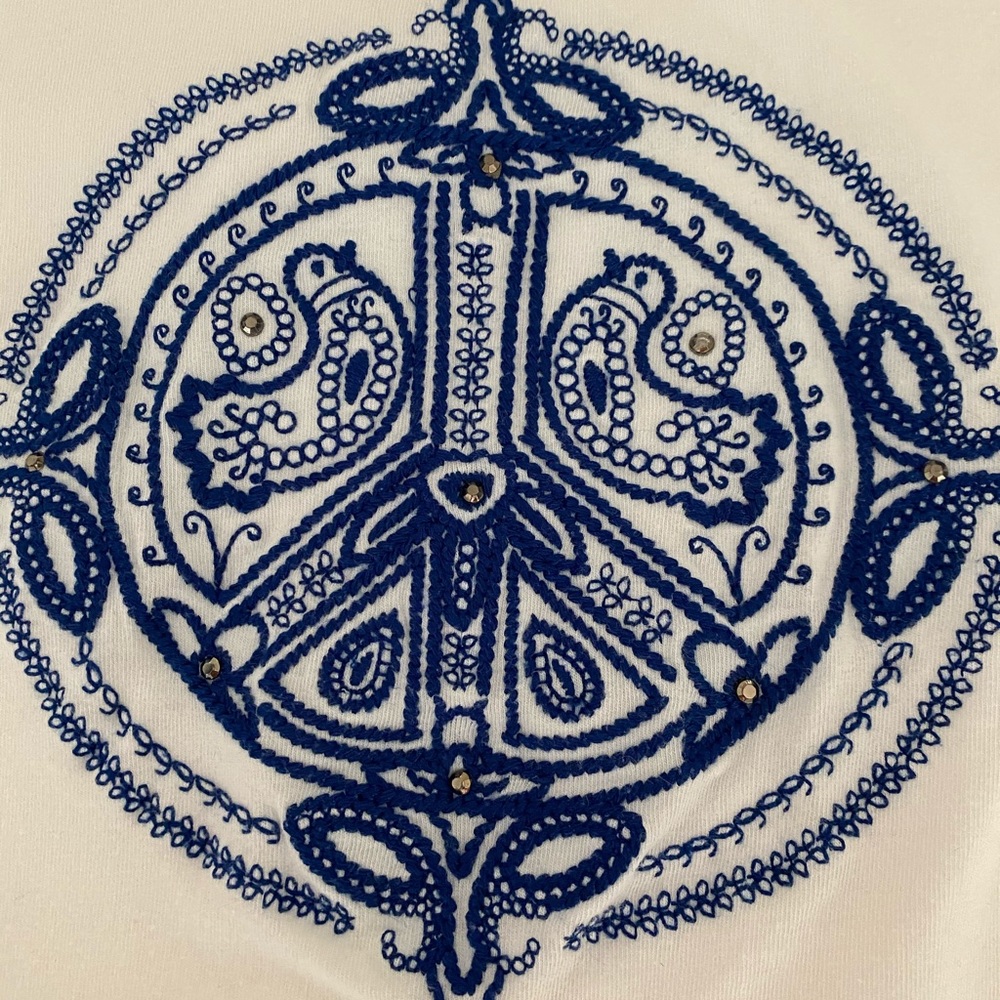INC White Peace Sign Long Sleeve Shirt - Picture 2 of 3